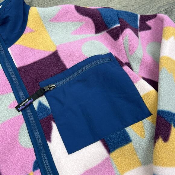 Patagonia Synchilla Full Zip Jacket Size Large Womens Frontera Marble Pink Blue - Picture 3 of 10
